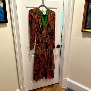 XL Farm Rio wrap dress with flounced hem